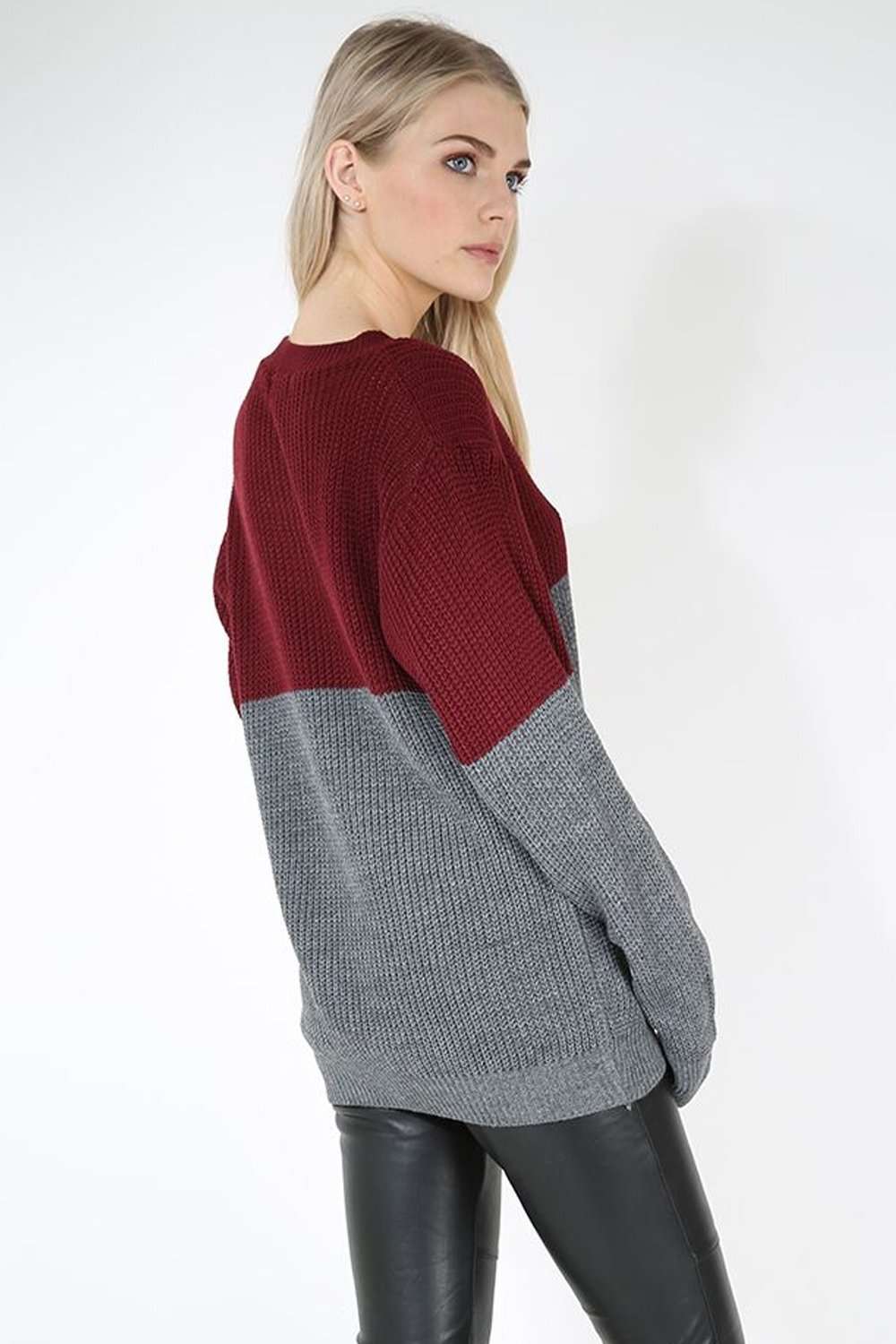 Darci Colour Block Baggy  Knitted Jumper - bejealous-com