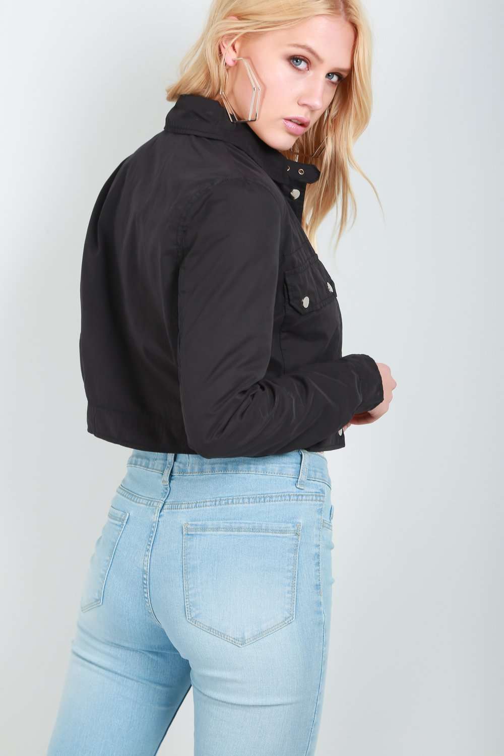 Darcie Black Cropped Biker Jacket - bejealous-com
