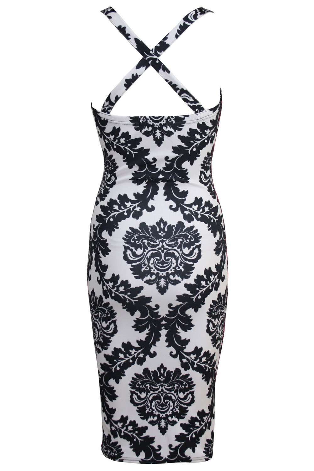 Dina Baroque Racer Back Midi Bodycon Dress - bejealous-com