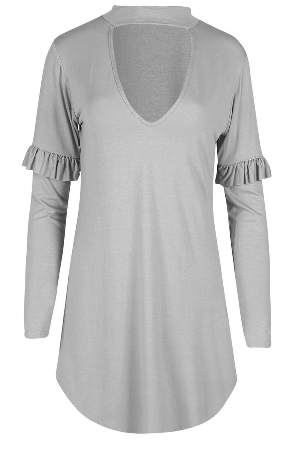 Ellia Long Sleeve Choker Neck Mini Dress - bejealous-com