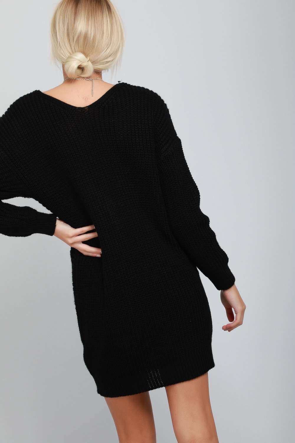 Elyssa Twist Front Oversized Knitted Jumper Dress - bejealous-com