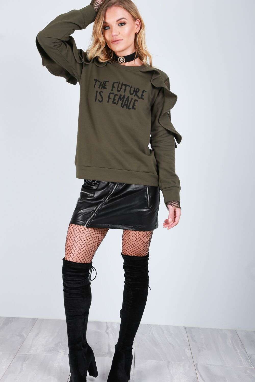 Evie Fishnet Slogan Sweater - bejealous-com