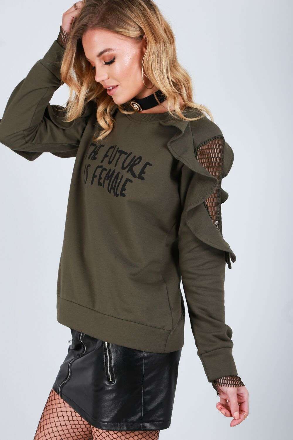 Evie Fishnet Slogan Sweater - bejealous-com