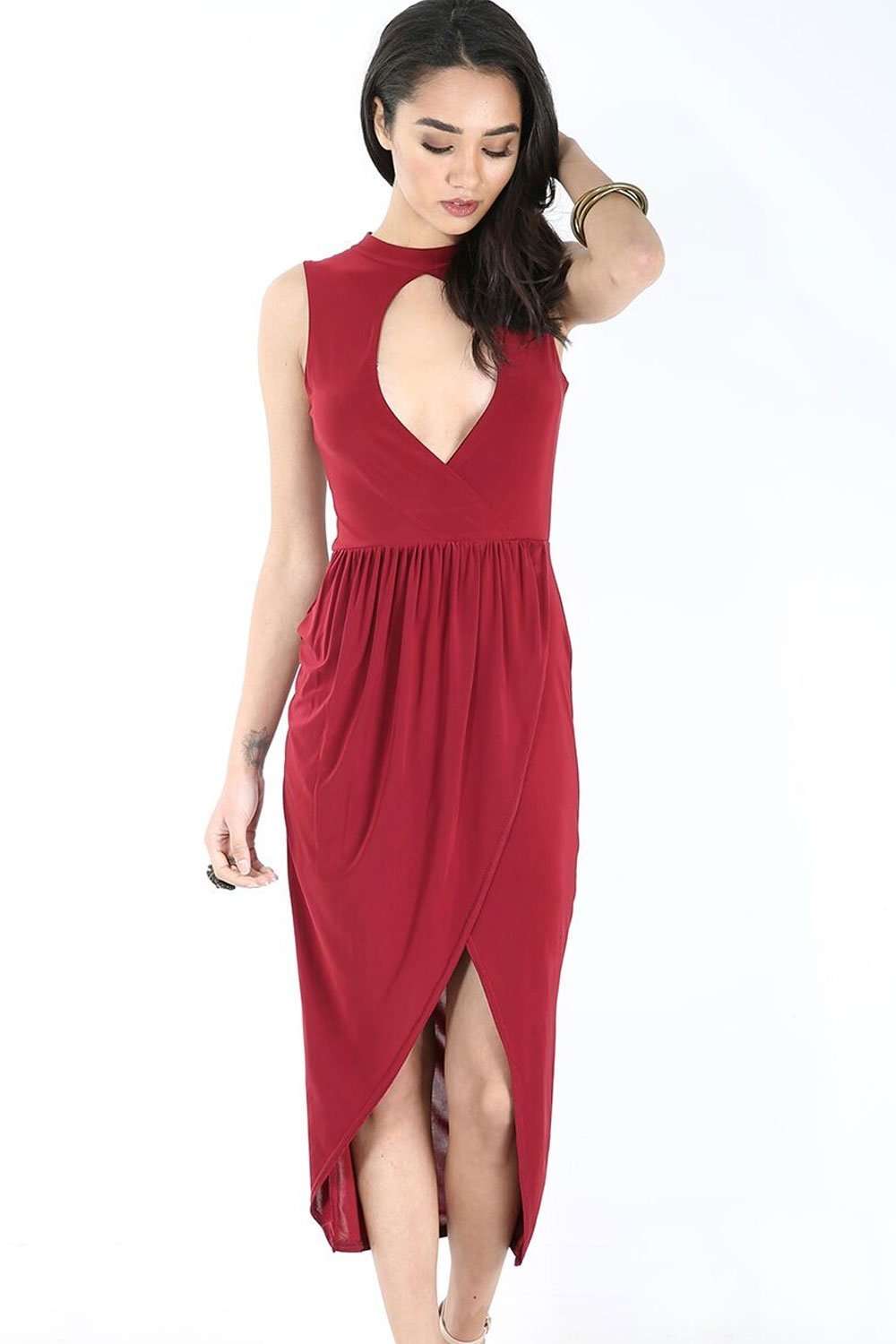 Sleeveless Black Midaxi Wrap Dress - bejealous-com