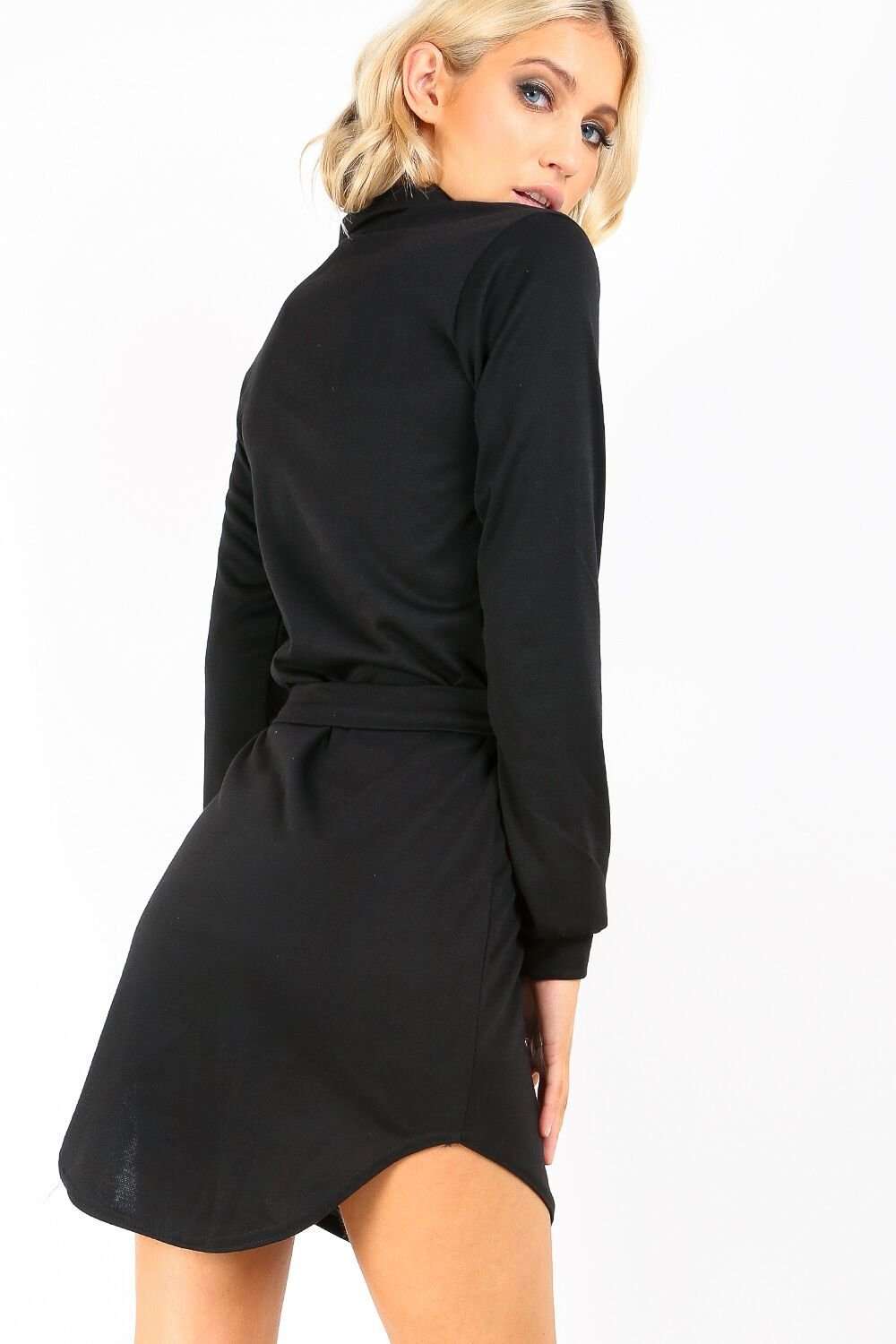 Georgia Long Sleeve Belted Mini Shirt Dress - bejealous-com