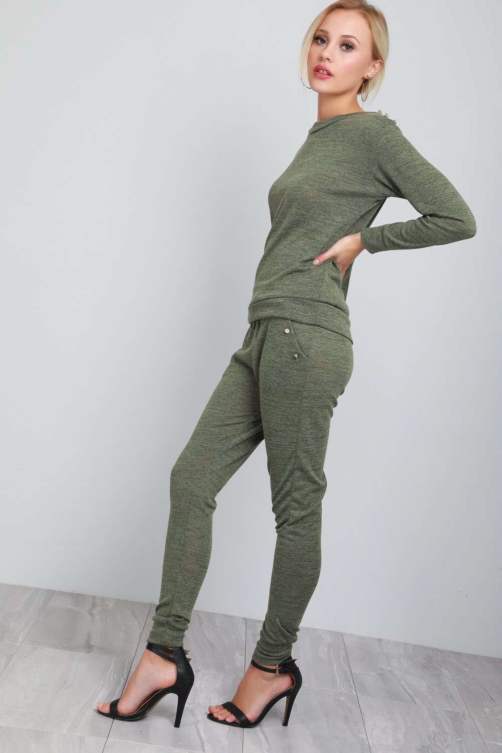 Hailey Fine Knit Studded Lounge Wear Set - bejealous-com