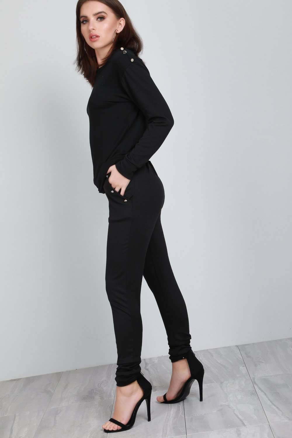 Hailey Fine Knit Studded Lounge Wear Set - bejealous-com