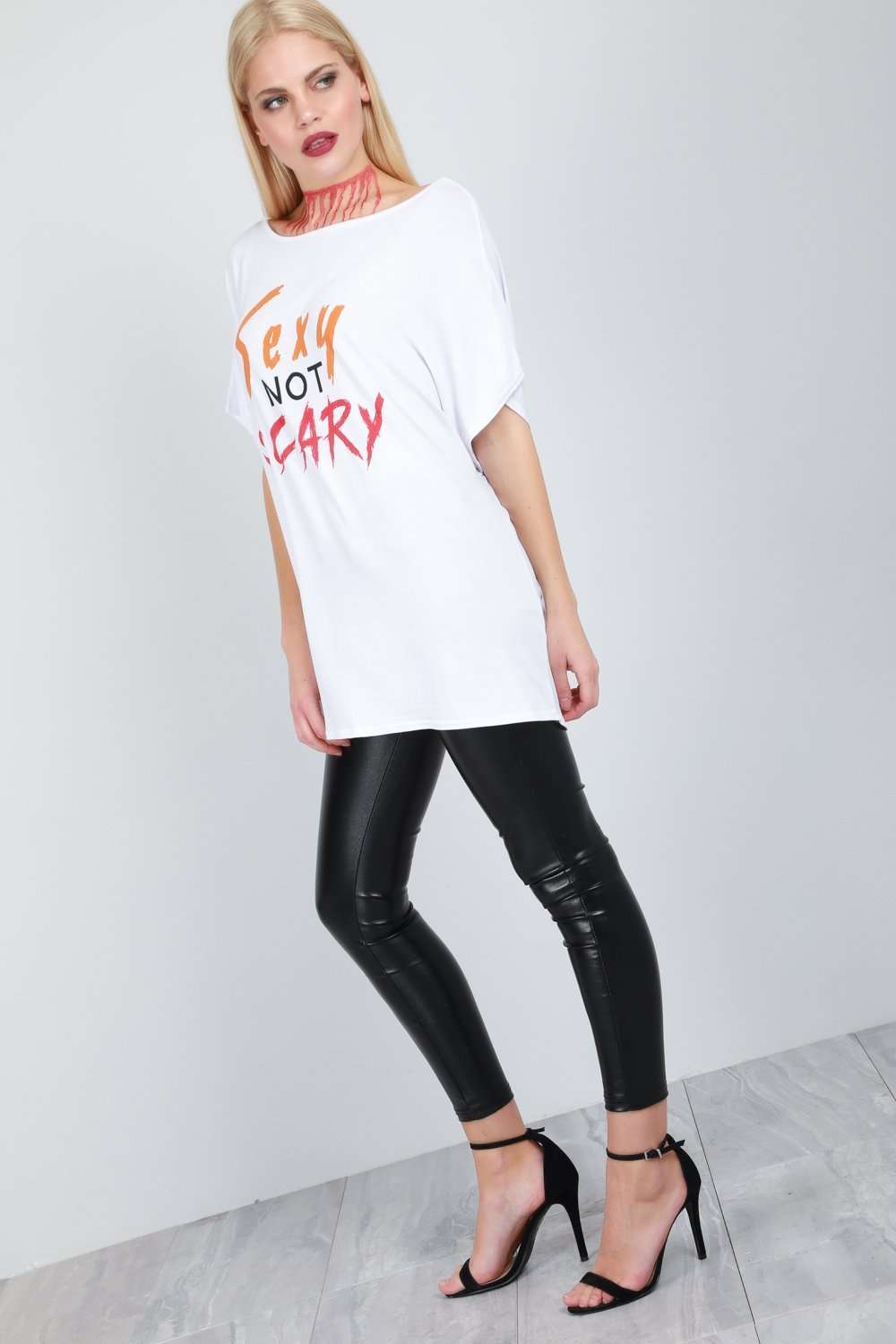 Halloween Slogan Print Baggy Tshirt - bejealous-com