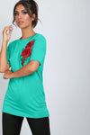 Hannah Floral Rose Applique Baggy Tshirt - bejealous-com