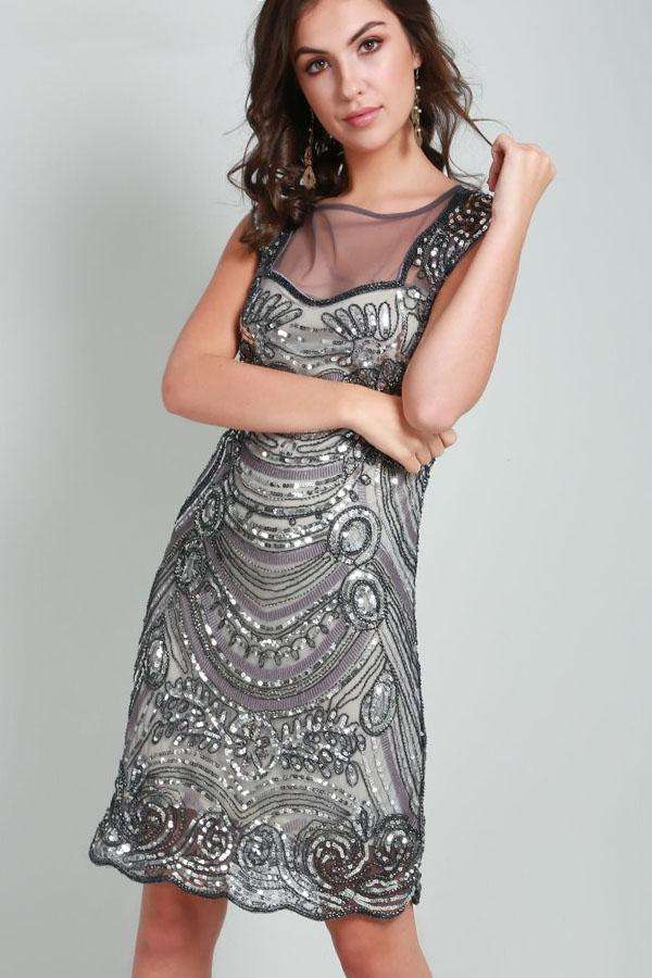 Hannah Scallop Hem Beaded Midi Dress - bejealous-com