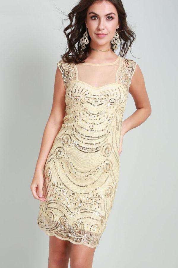 Hannah Scallop Hem Beaded Midi Dress - bejealous-com