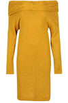 Off Shoulder Beige Knitted Jumper Dress - bejealous-com