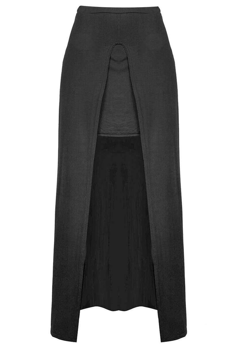 High Waisted Split Leg Purple Maxi Skirt - bejealous-com