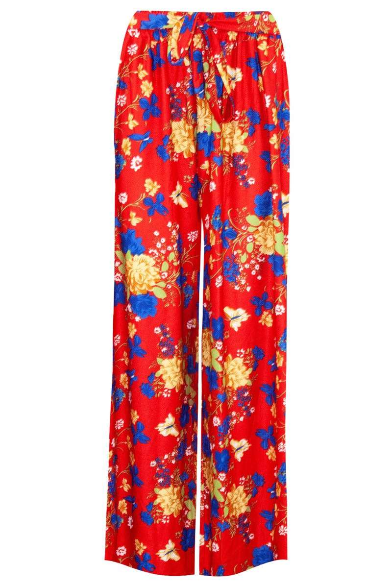 High Waisted Tropical Print Wide Leg Palazzo Pants - bejealous-com
