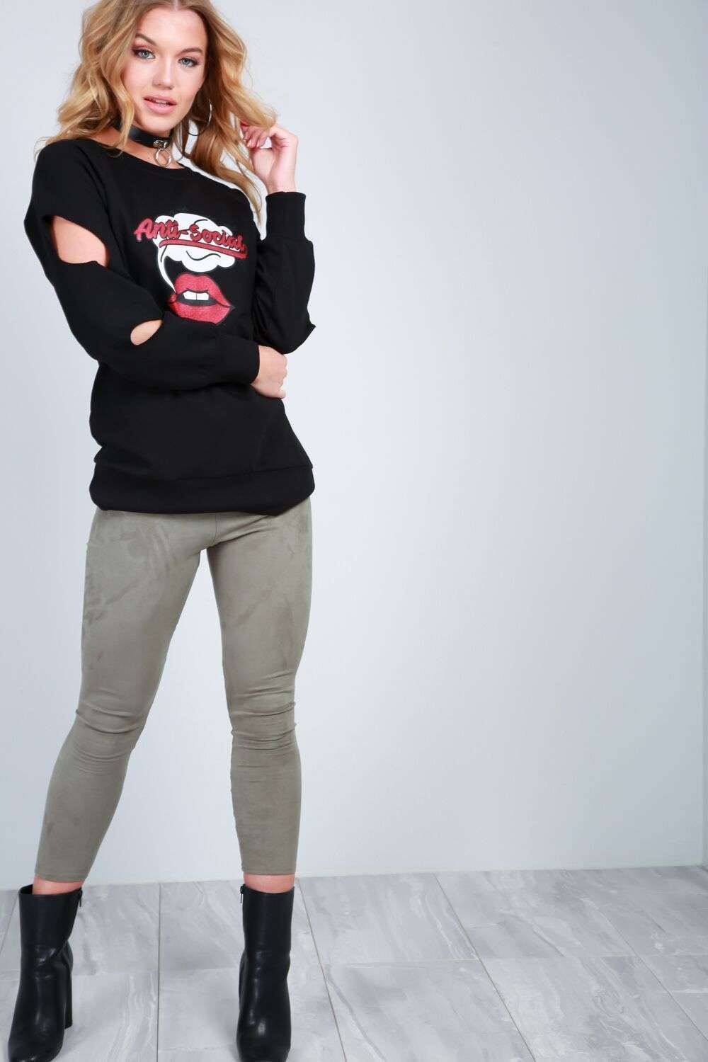 Holly Anti Social Graphic Print Sweatshirt - bejealous-com