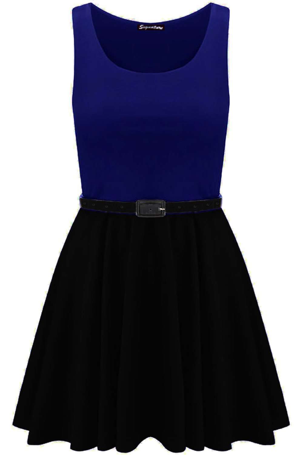 Ilizia Colour Block Sleeveless Skater Dress - bejealous-com