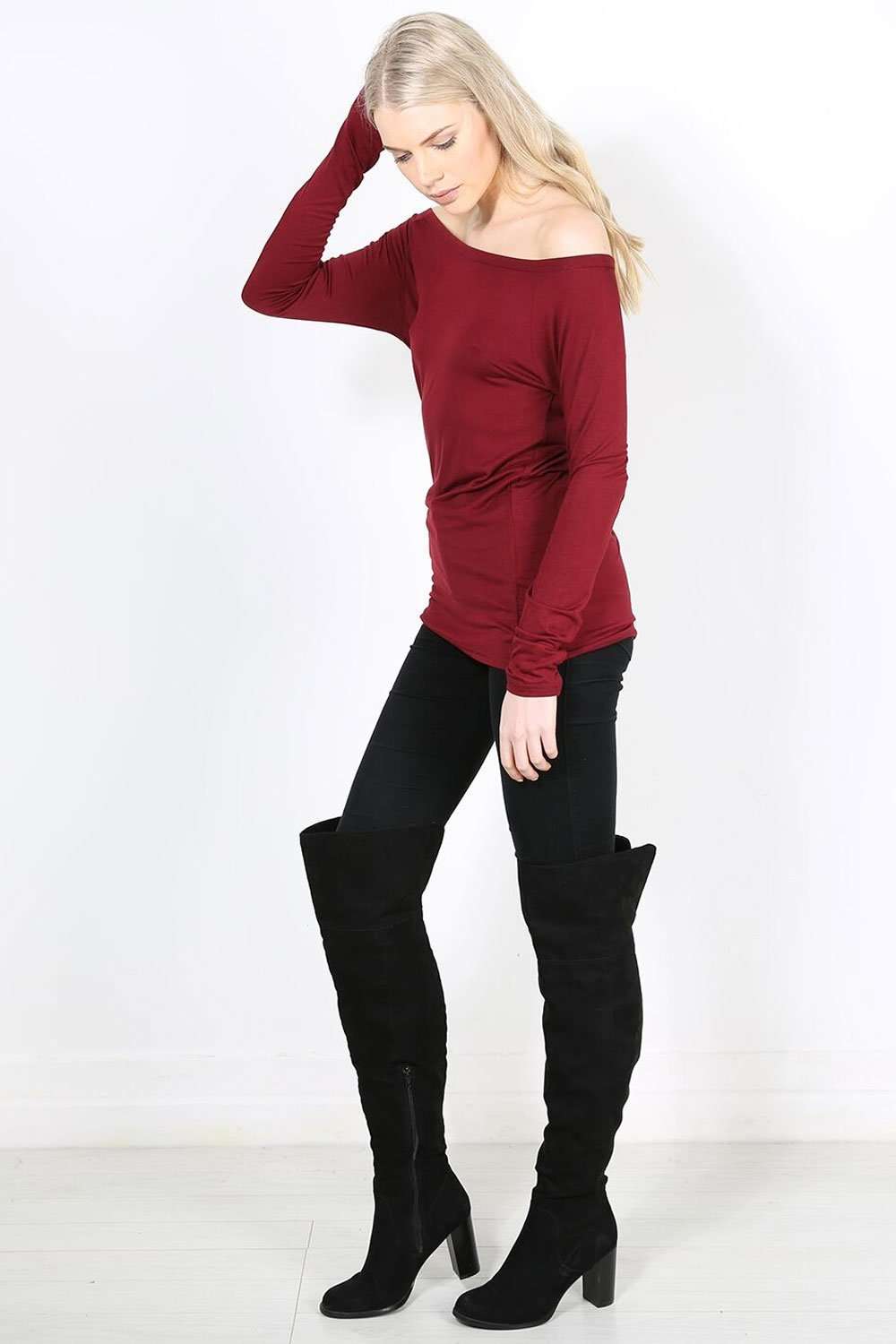 Jae Off Shoulder Long Sleeve Basic Top - bejealous-com