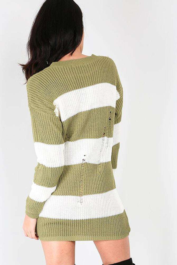 Long Sleeve Pink Striped Jumper Dress - bejealous-com