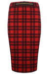 Jeraldine High Waist Tartan Midi Pencil Skirt - bejealous-com