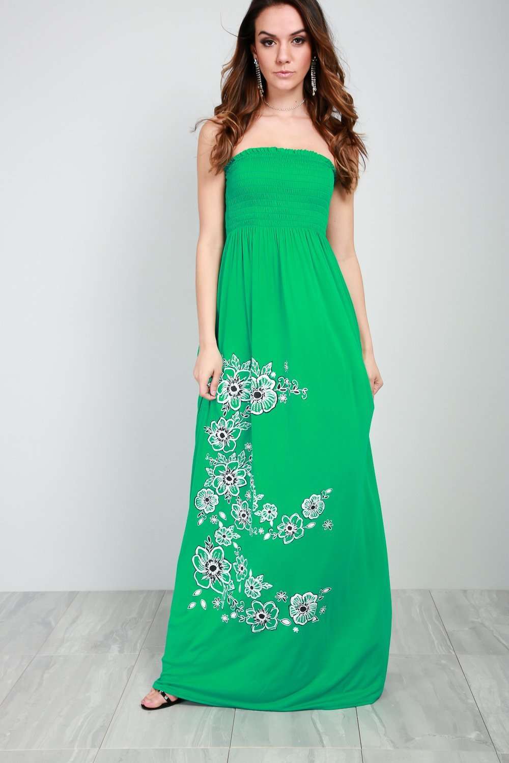 Jessi Floral Print Strapless Maxi Dress - bejealous-com