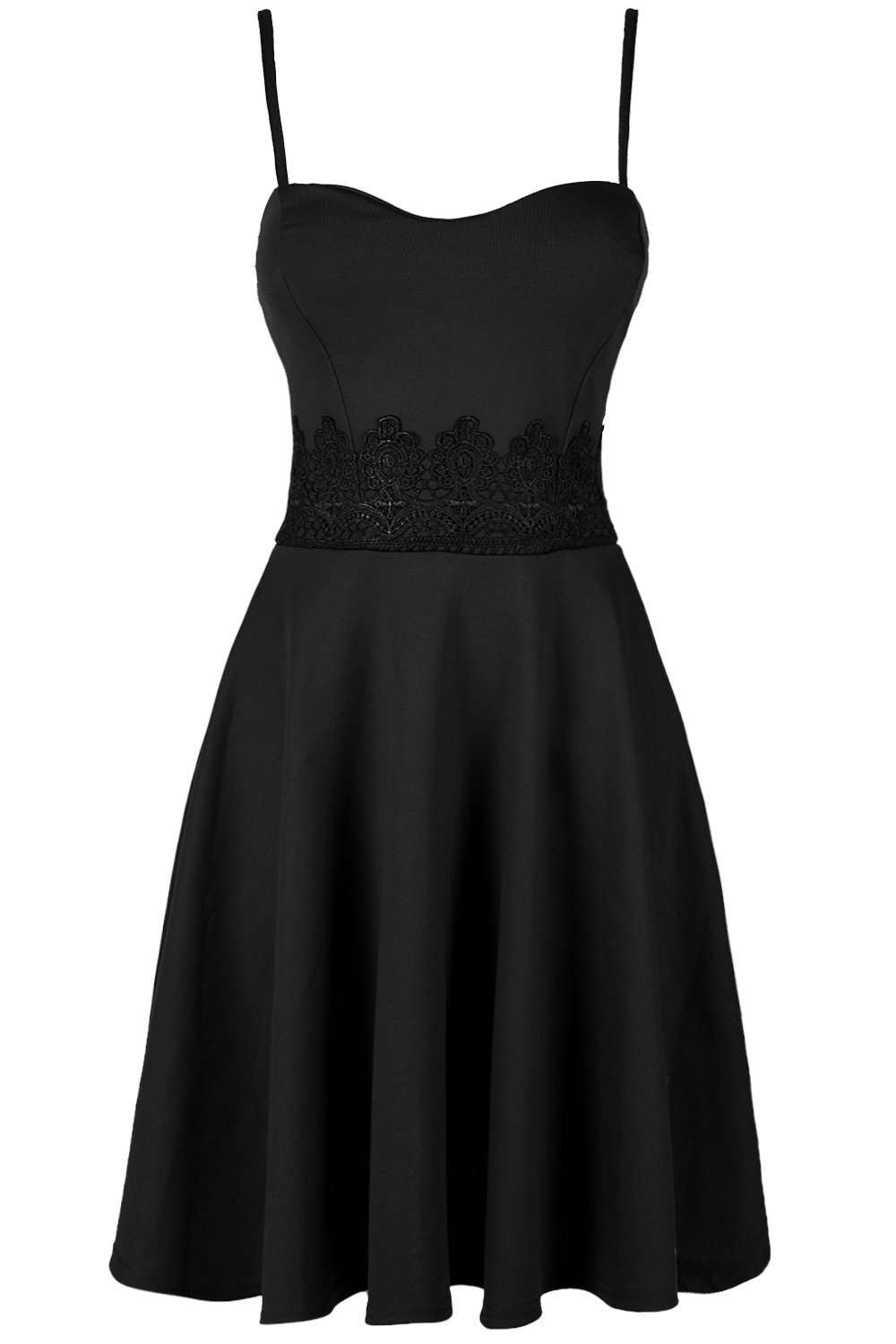 Kaillee Strappy Lace Insert Midi Skater Dress - bejealous-com