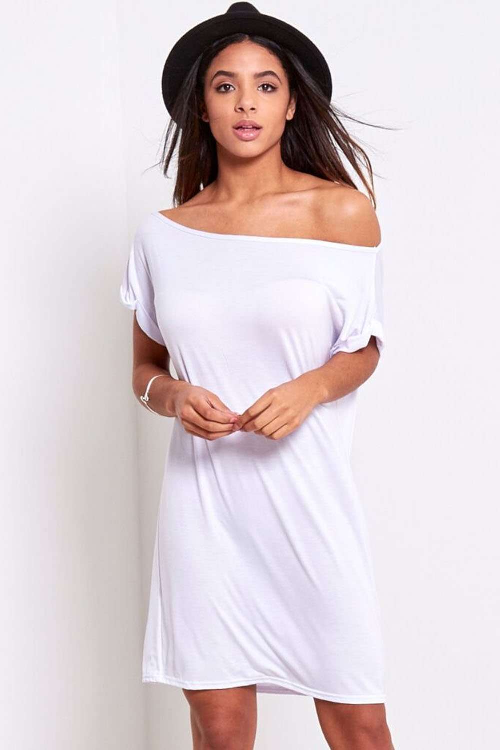 Khaki Off Shoulder Oversize Tshirt Dress - bejealous-com