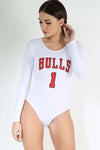 Kasie Long Sleeve Bulls Slogan Bodysuit - bejealous-com