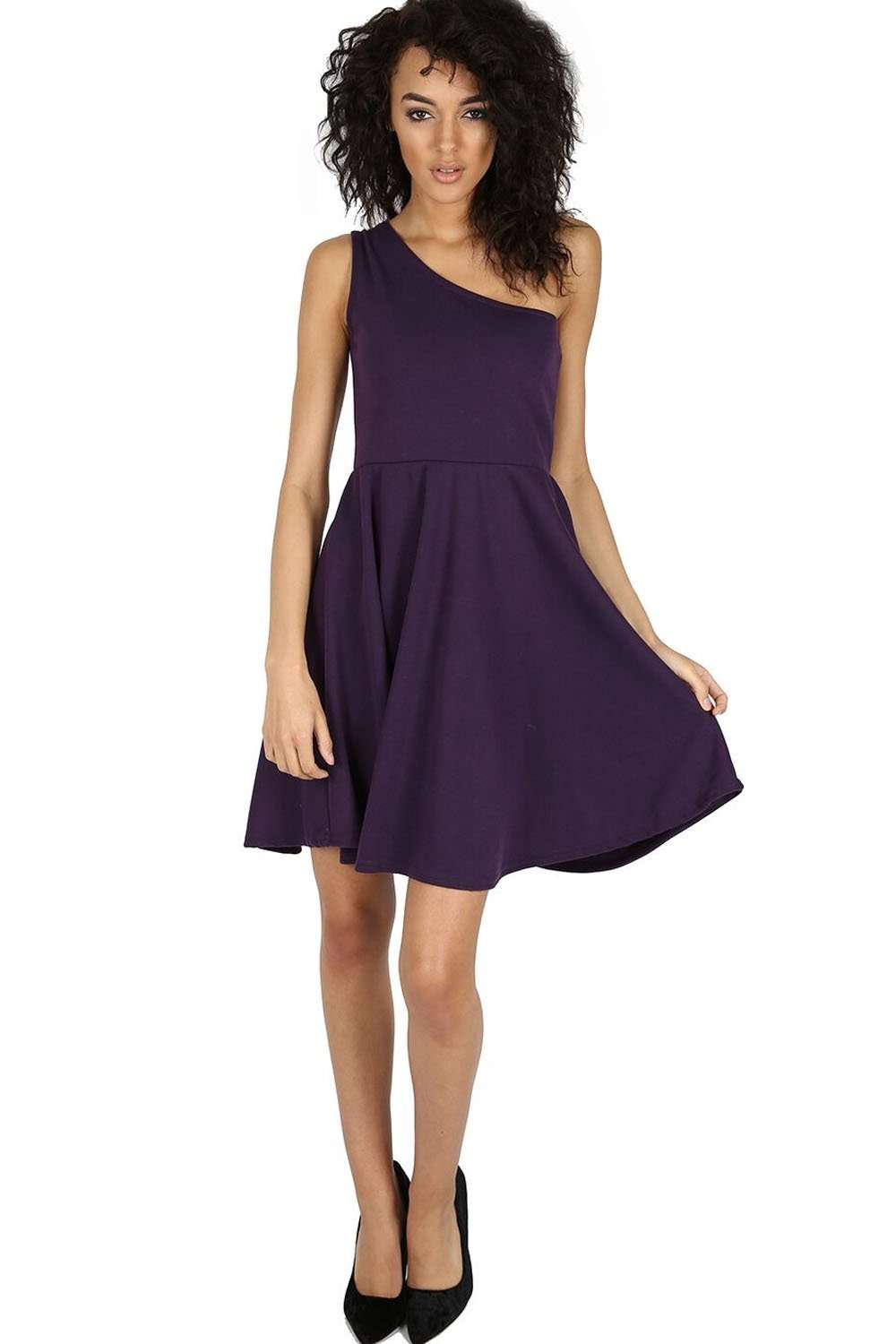 Kasie One Shoulder Mini Skater Dress - bejealous-com