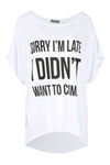 Kassie Roll Sleeve Slogan Print Tshirt - bejealous-com