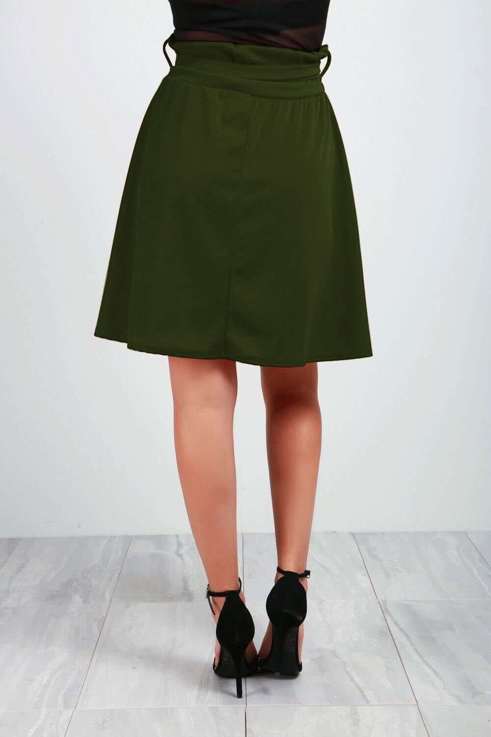 Katie High Waist Belted Skater Skirt - bejealous-com