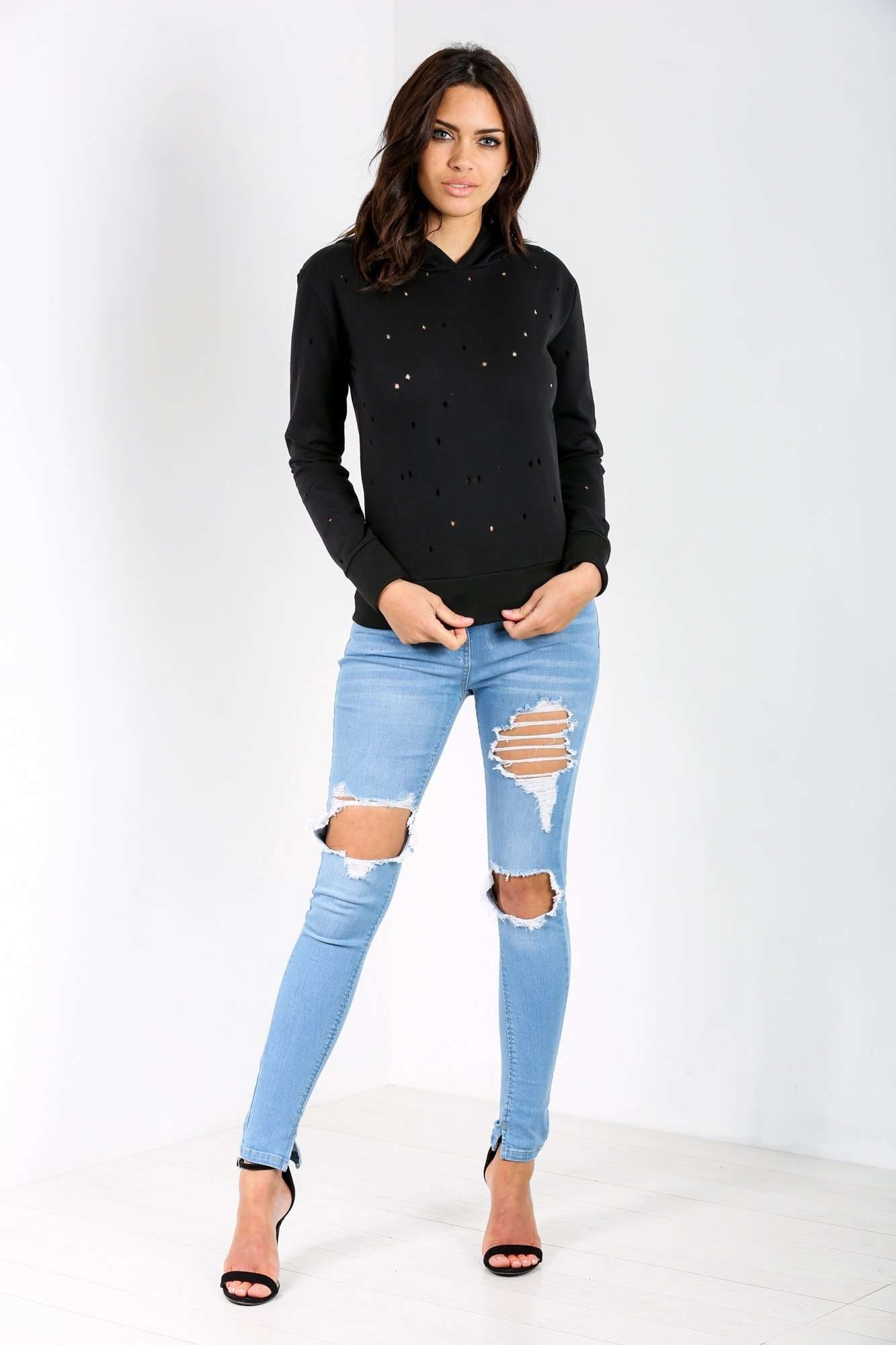 Kynarr Distressed Hooded Fine Knit Jumper - bejealous-com