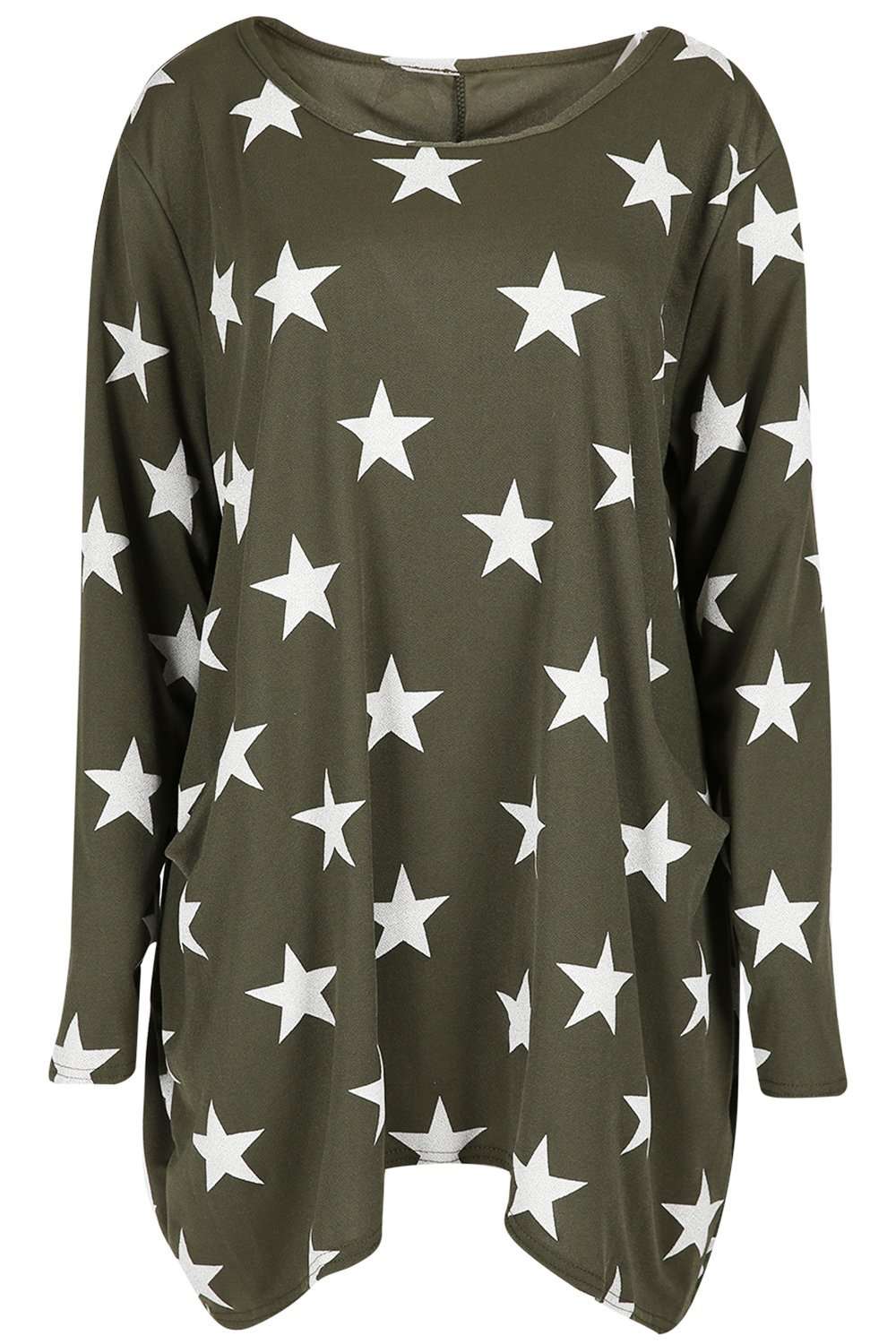 Lexie Dipped Hem Star Graphic Print Jumper Dress - bejealous-com
