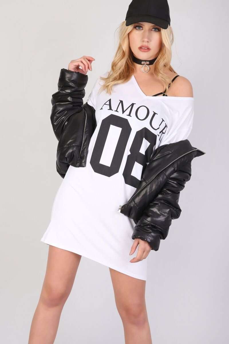 Lilli Amour Slogan Print Tshirt Dress - bejealous-com