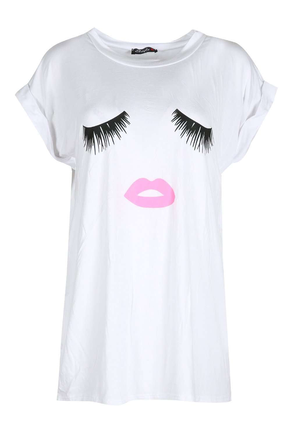 Lillie Lashes Graphic Print Oversized Tshirt - bejealous-com