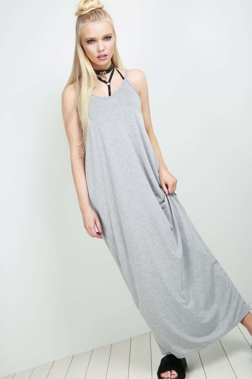 Lola Strappy Draped Jersey Maxi Dress - bejealous-com