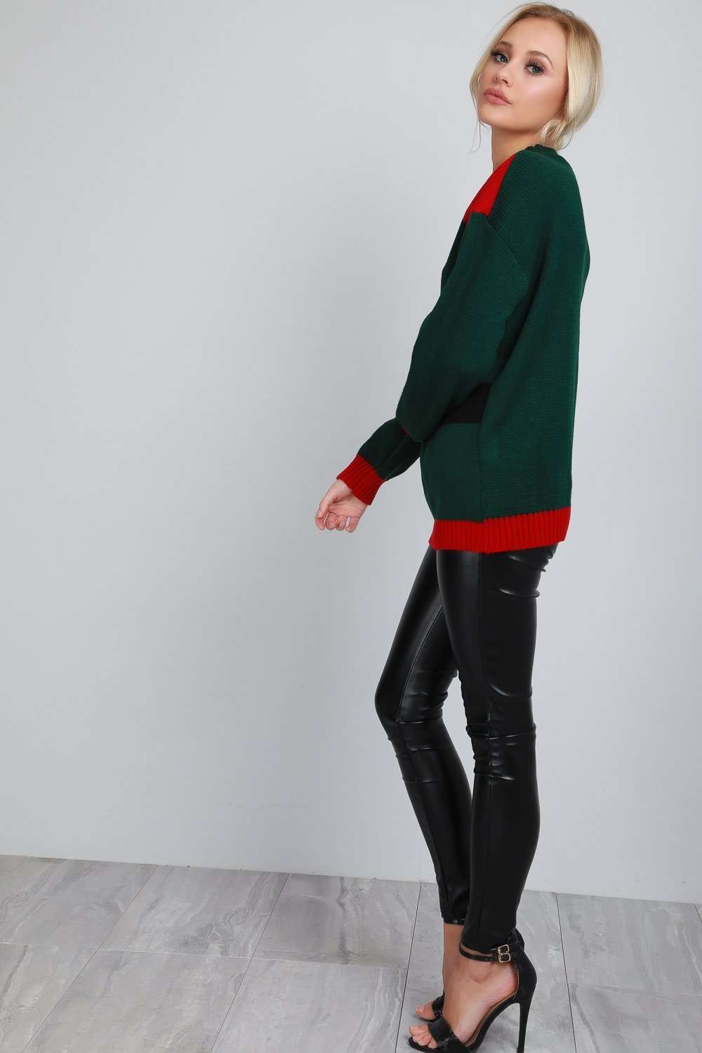 Long Sleeve Christmas Elf Costume Oversized Knitted Jumper - bejealous-com