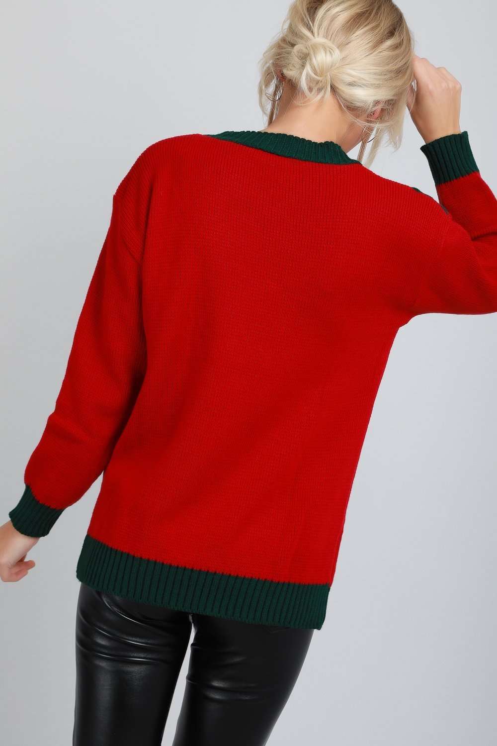 Long Sleeve Christmas Elf Costume Oversized Knitted Jumper - bejealous-com