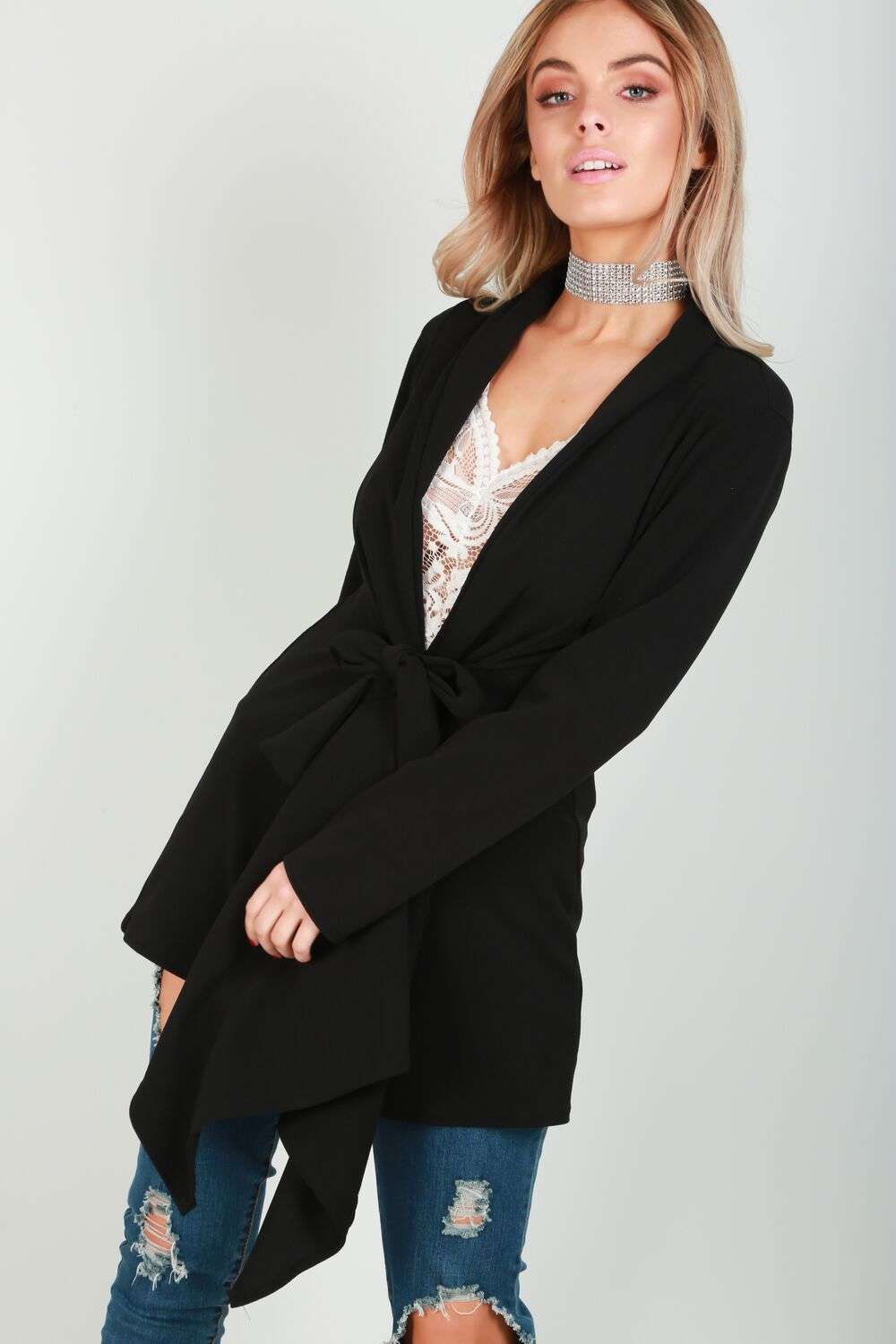 Lottie Waterfall Belted Jacket - bejealous-com