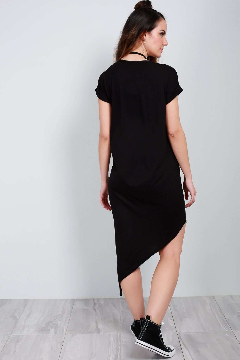 Maria Asymmetric Hem Jersey TShirt Dress - bejealous-com