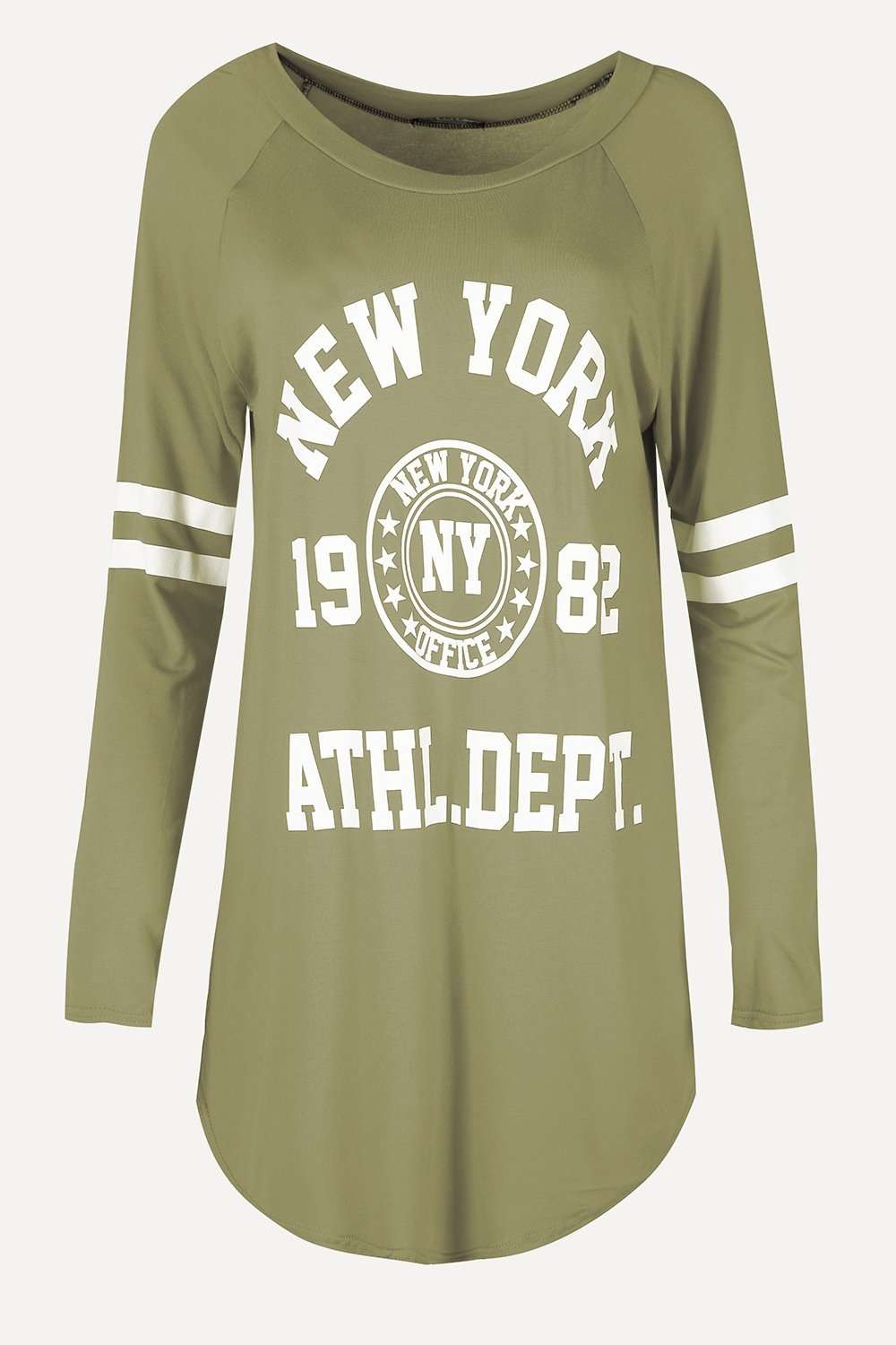 Maria Long Sleeve New York Slogan Tshirt Dress - bejealous-com