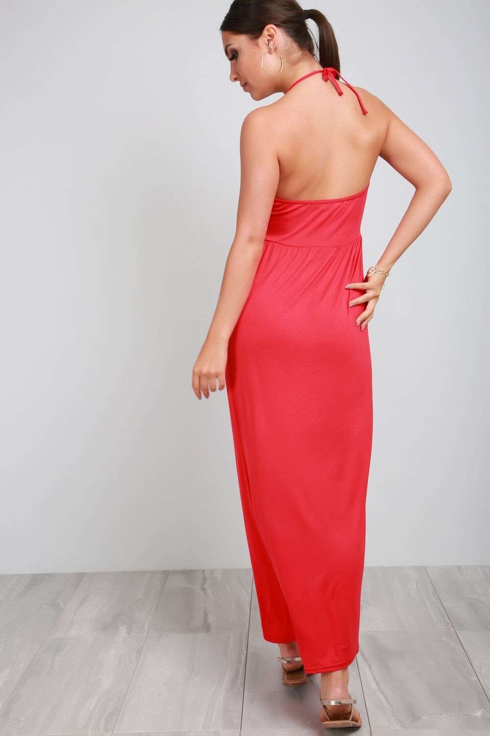 Martha Halter Neck Floral Embroidered Maxi Dress - bejealous-com