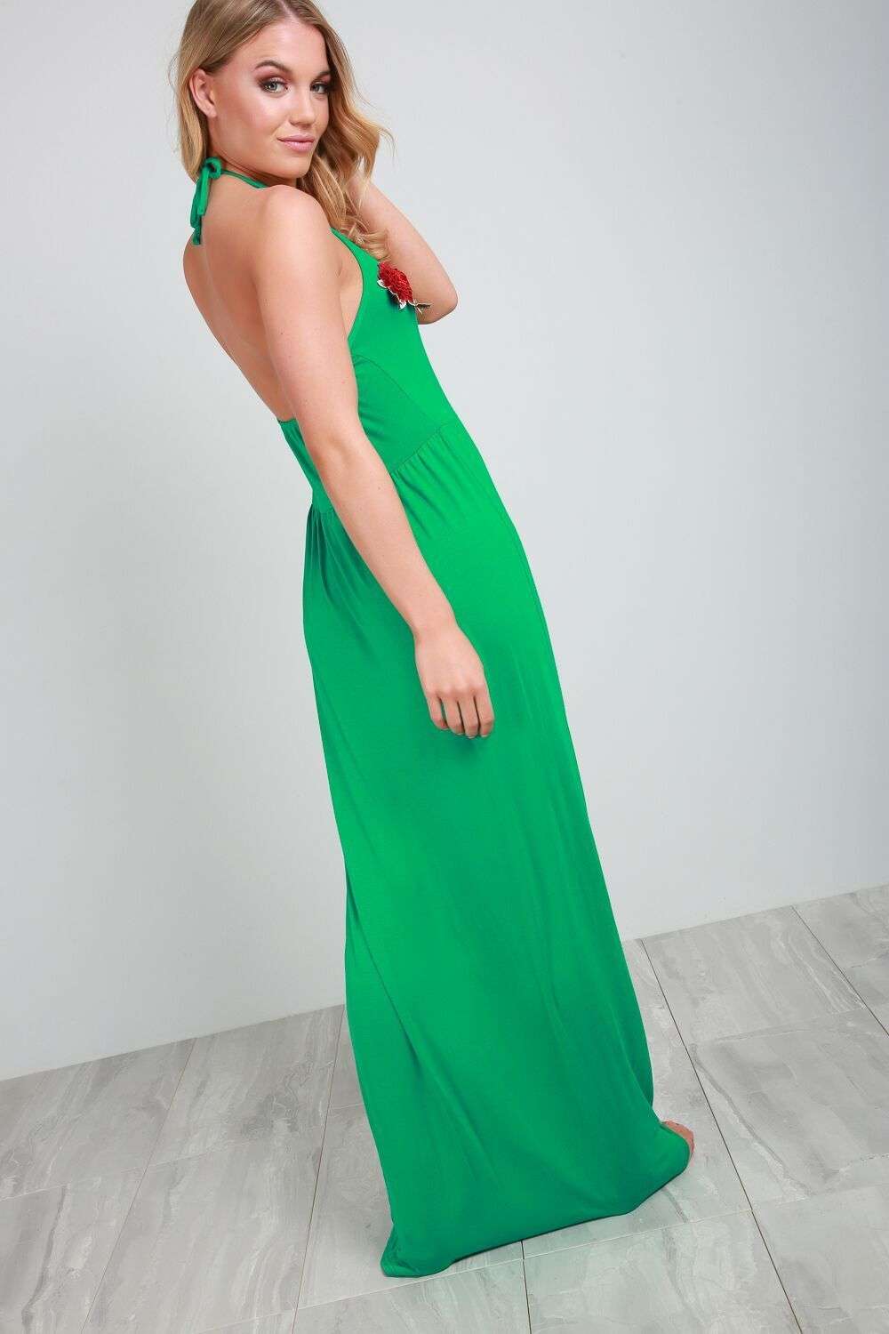 Martha Halter Neck Floral Embroidered Maxi Dress - bejealous-com