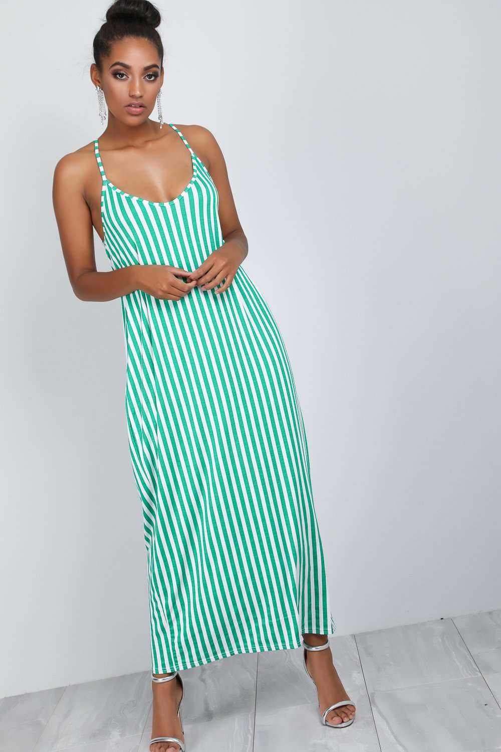 Strappy Red Striped Baggy Maxi Dress - bejealous-com