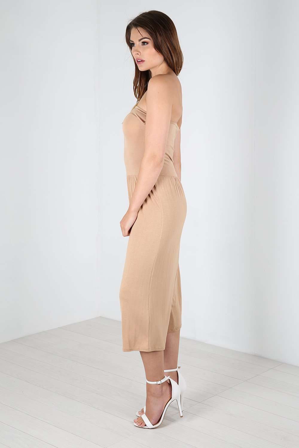 Mya Bardot Cropped Leg Jersey Jumpsuit - bejealous-com