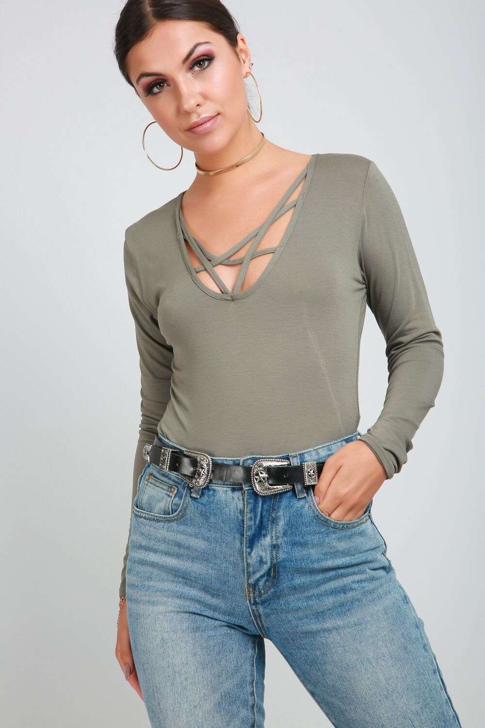 Mya Strappy Long Sleeve Bodysuit - bejealous-com