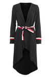 Nadia Long Sleeve Striped Belted Duster Jacket - bejealous-com