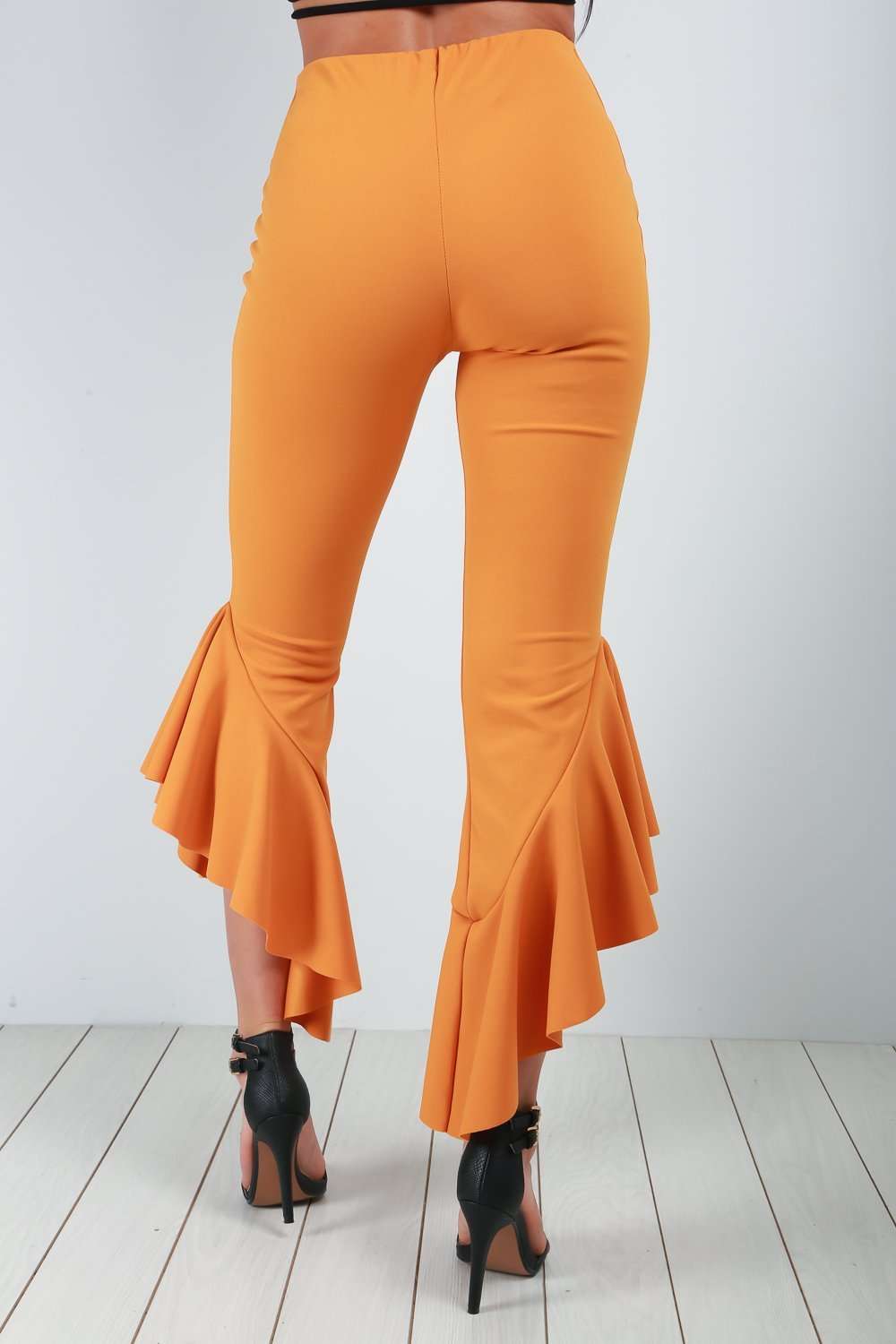 Nadya High Waist Frilly Slim Leg Trousers - bejealous-com