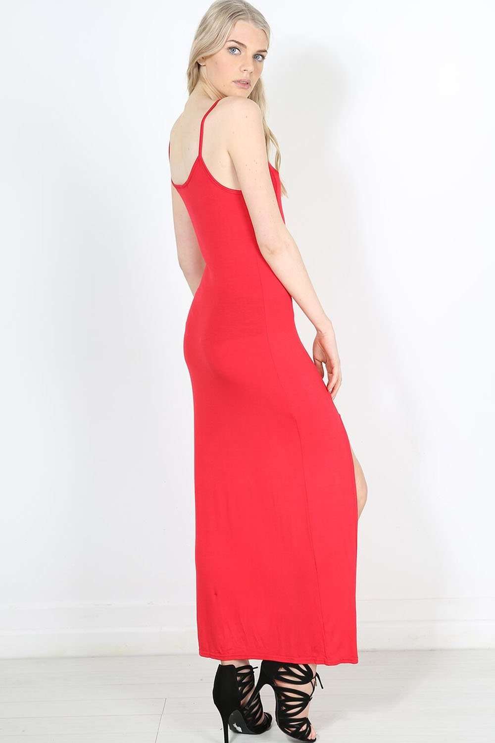 Nataly Strappy Split Leg Red Maxi Dress - bejealous-com