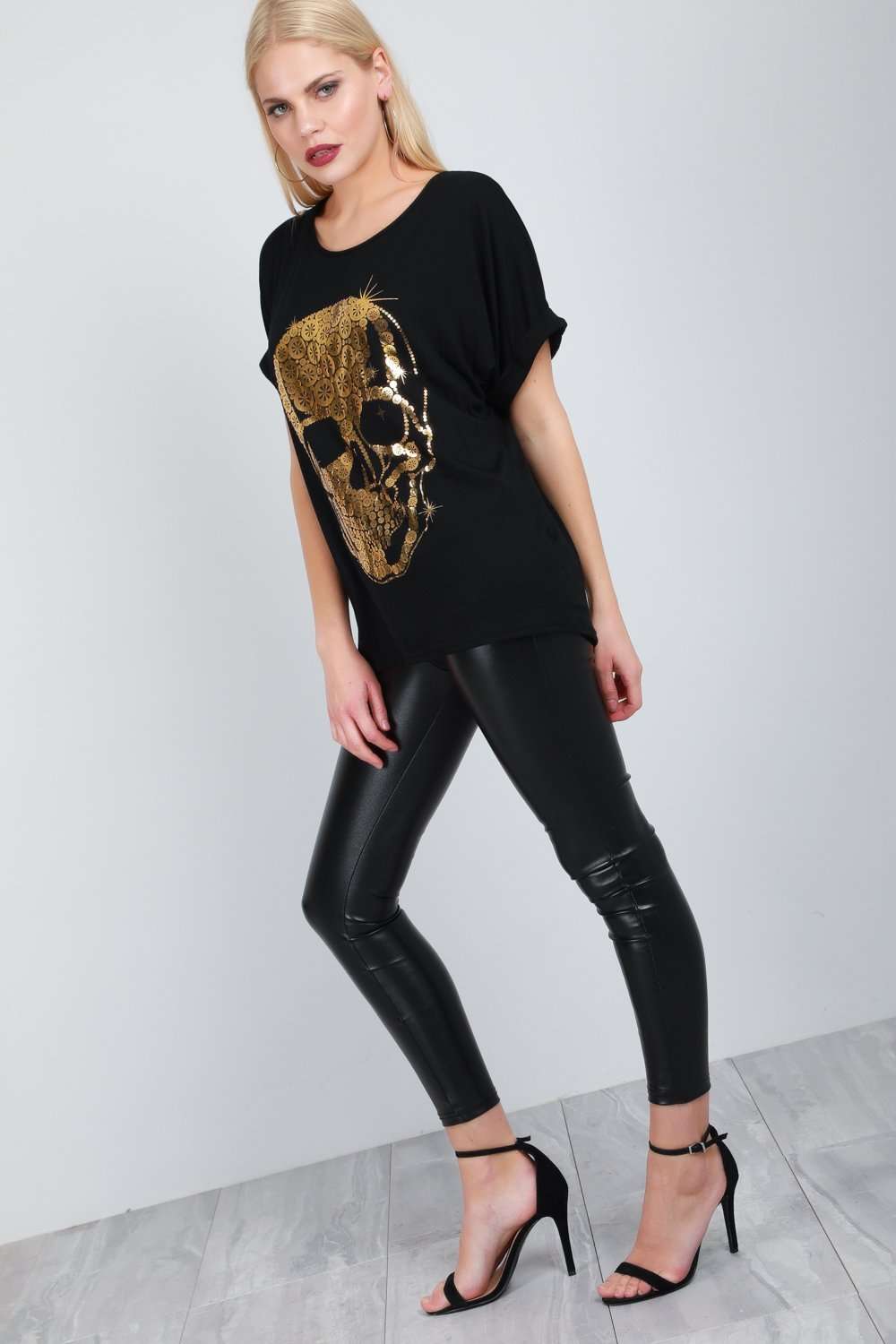 Oversized Graphic Print Skull Tshirt - bejealous-com