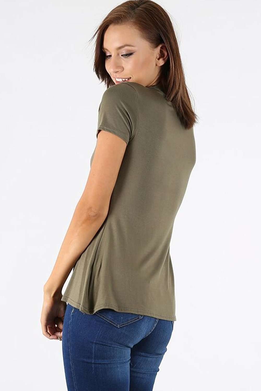 Priah Choker Neck Basic Jersey Tshirt - bejealous-com